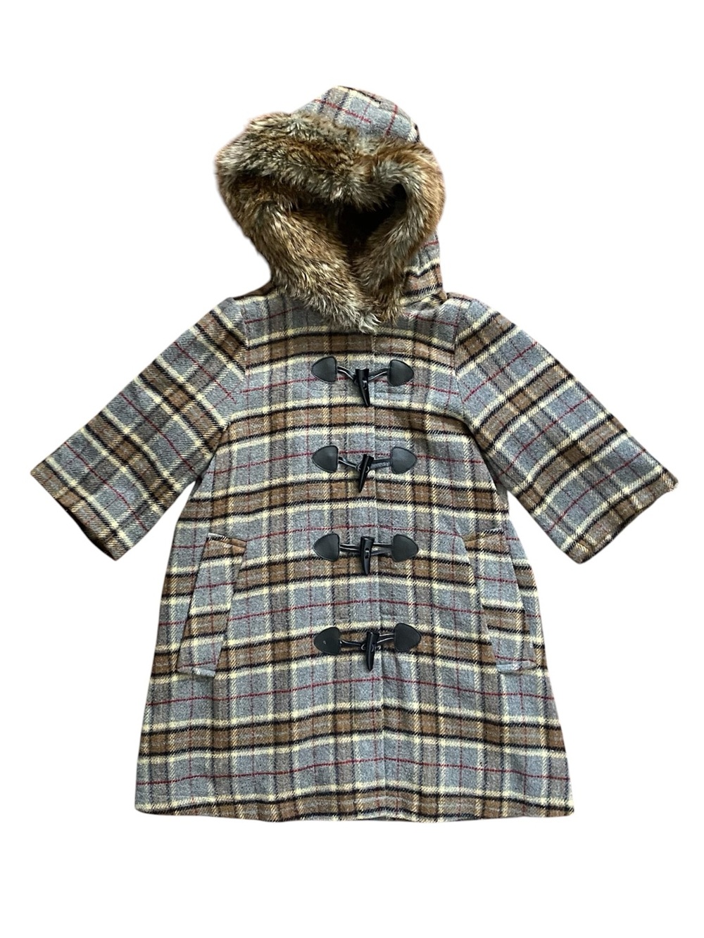 Heritage 1981 Wool Blend Plaid Pea Coat Women’s Small
